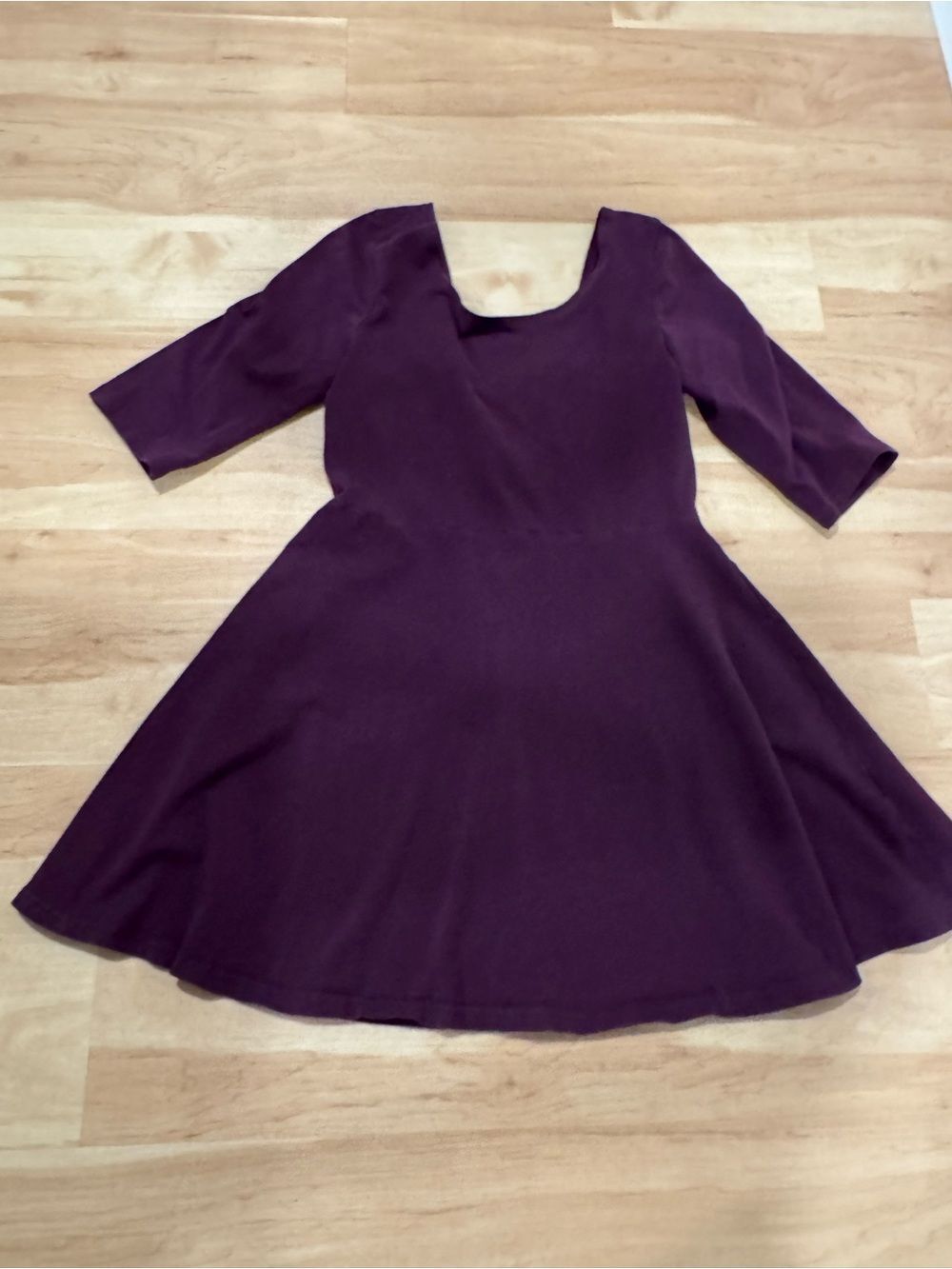 Express Half Sleeve Purple Skater Scoop Neck Fit-and-Flare Mini Dress Size Large